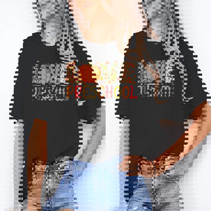 Love Preschool Happy Fall Thanksgiving Women Teacher Women&#x27;s T-Shirt