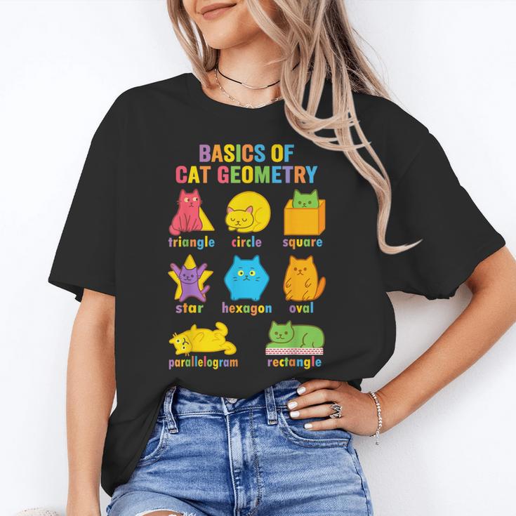 Math Cat Geometry Back To School Mathematics Teacher Women's T-Shirt
