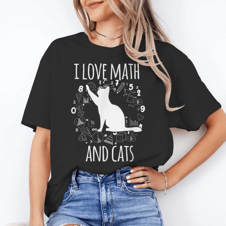 Math Nerd Math Teacher Cat Lover I Love Math And Cats Women's T-Shirt