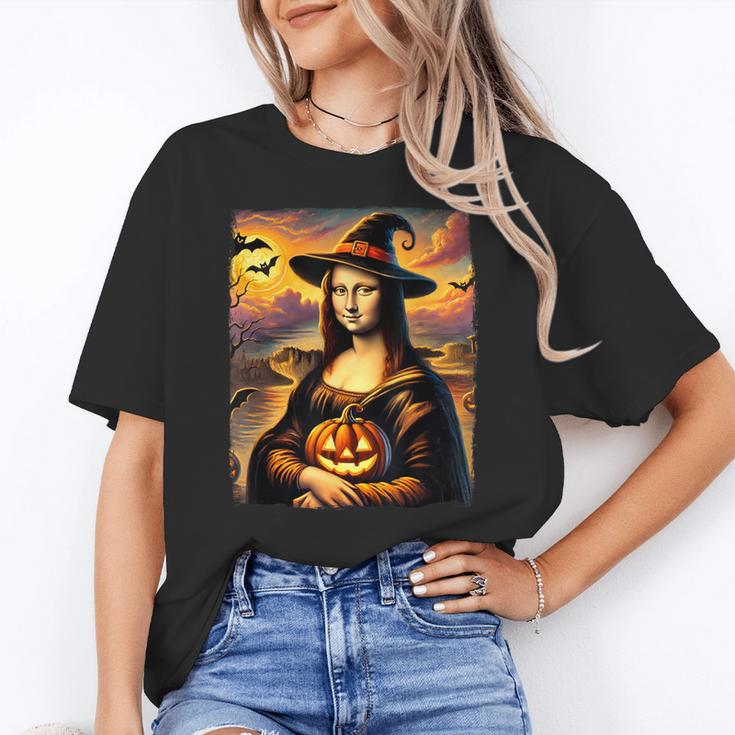 Mona Lisa Pumpkin Halloween Art Teacher Witchy Women Kids Women's T-Shirt