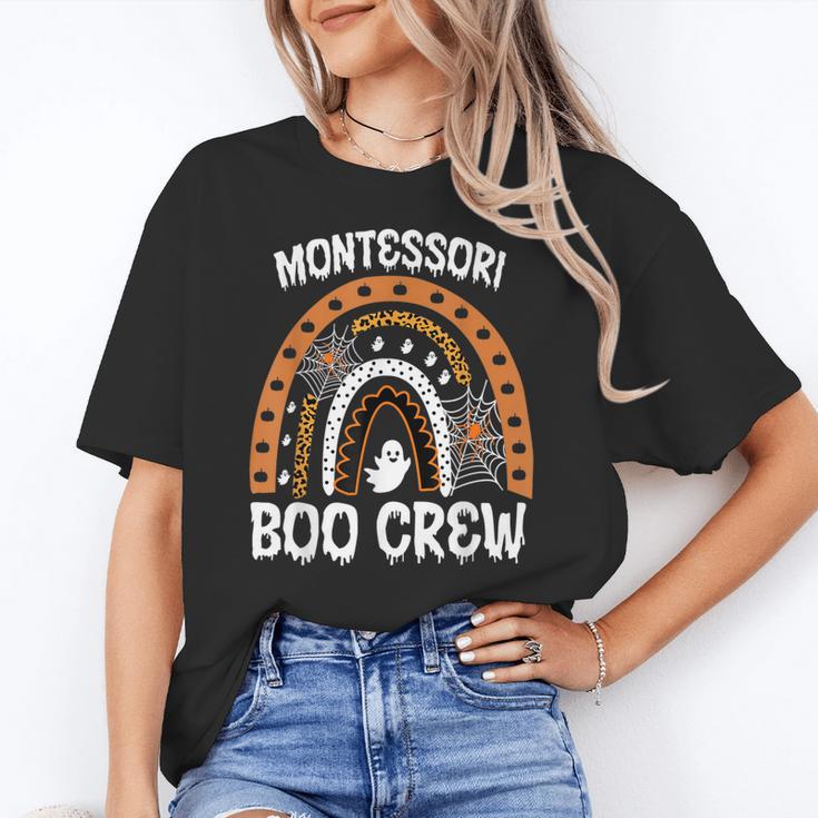 Montessori Teacher Halloween Boo Rainbow Leopard Halloween Women's T-Shirt