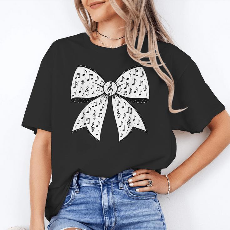 Music Notes Coquette Bow Music Teacher School Musician Band Women's T-Shirt