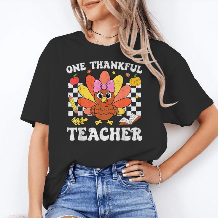 One Thankful Teacher Turkey Thanksgiving Teaching Women's T-Shirt