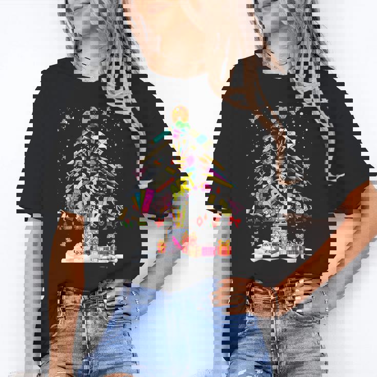 Paintbrush Christmas Tree Decor Xmas For Artist Art Teacher For Men Women Women&#x27;s T-Shirt