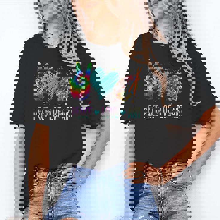 Peace Love Art Painting Palette Art Teacher Women&#x27;s T-Shirt