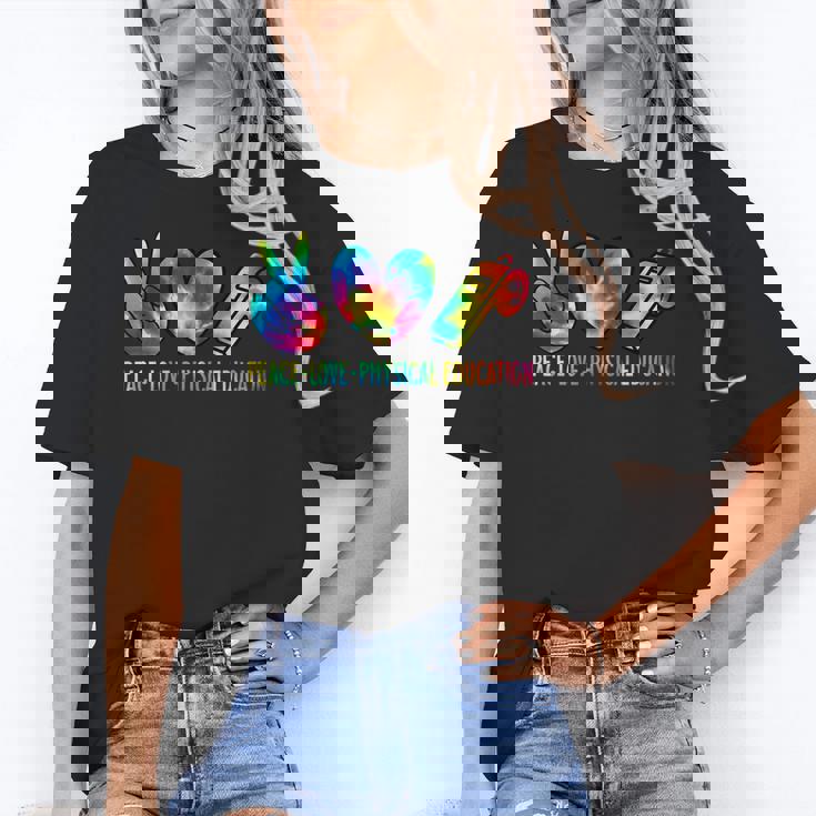 Peace Love Physical Education Tie Dye Sports PE Teacher Women&#x27;s T-Shirt