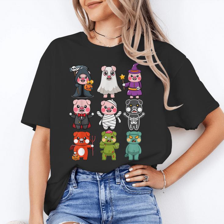 Pig Spooky Ghost Witch Boo-Jee Horror Pumpkin Pig Halloween Women's T-Shirt
