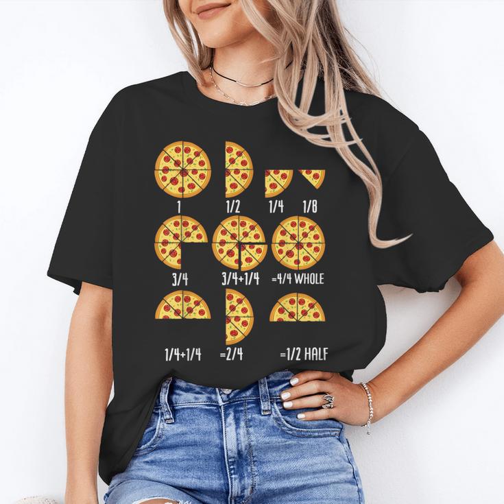 Pizza Slice Fraction Math Teacher Back To School Educational Women's T-Shirt