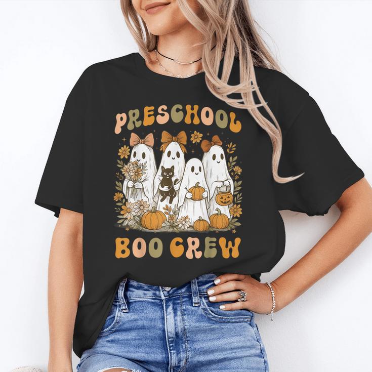 Preschool Boo Crew Teacher Kids Halloween Ghost Cat Pumpkin Women's T-Shirt