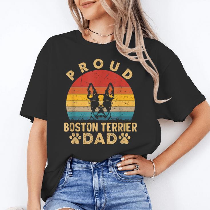 Proud Boston Terrier Dad Dog Owner Fathers Day Men Women Kids Women's T-Shirt