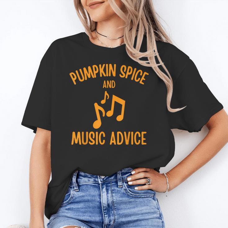 Pumpkin Spice And Music Advice Music Teacher Halloween Women's T-Shirt