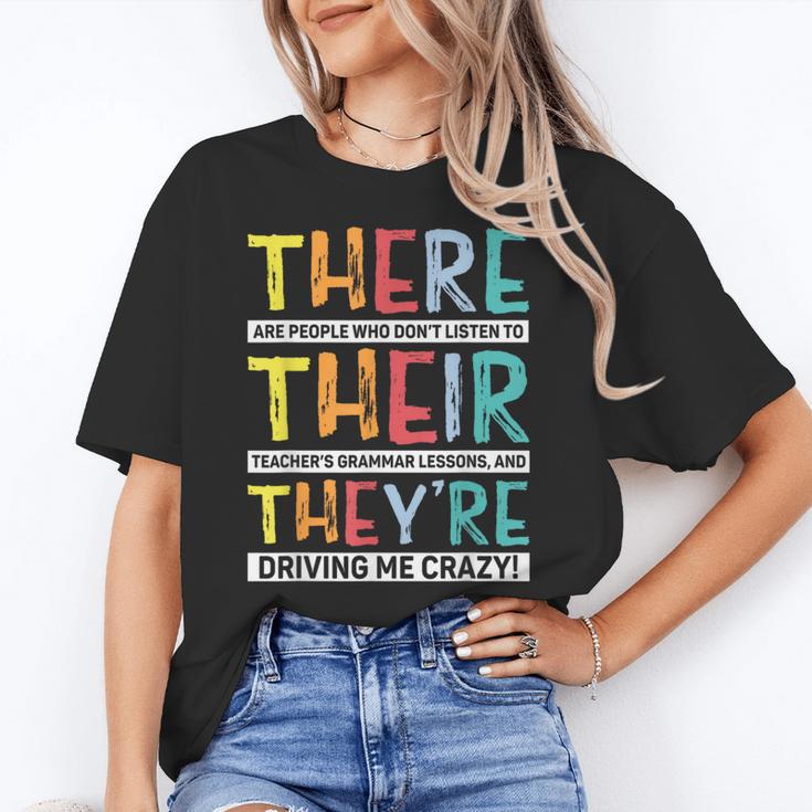There Their They’Re Grammar Joke For English Teacher Student Women's T-Shirt