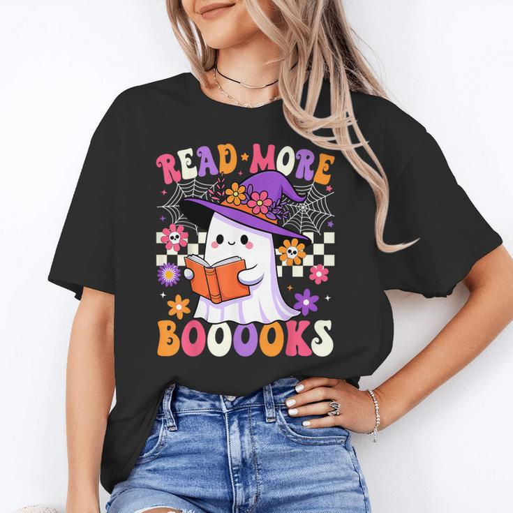 Read More Books Ghost Reading Book Teacher Halloween Women's T-Shirt
