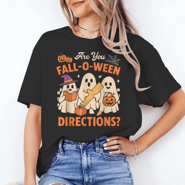 Retro Are You Fall O Ween Directions Ghost Teacher Spooky Women's T-Shirt