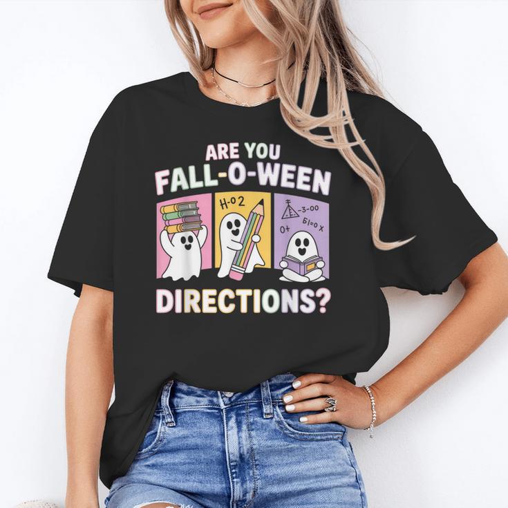 Retro Are You Fall O Ween Directions Teacher Halloween Ghost Women's T-Shirt