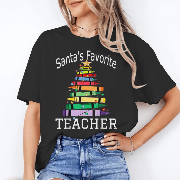Santa's Favorite Teacher Idea For Christmas Teachers Women's T-Shirt