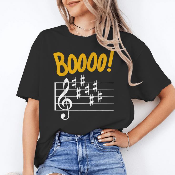 Scary Key Signature Boo Music Halloween Musician Teacher Men Women Women's T-Shirt