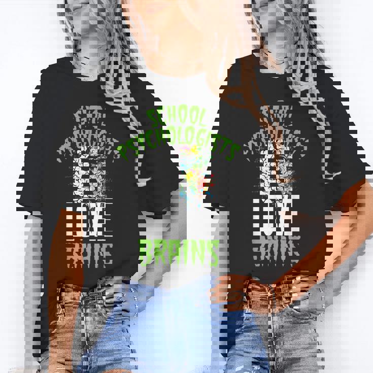 School Psychologists Love Brains Halloween Teacher Counselor Women&#x27;s T-Shirt