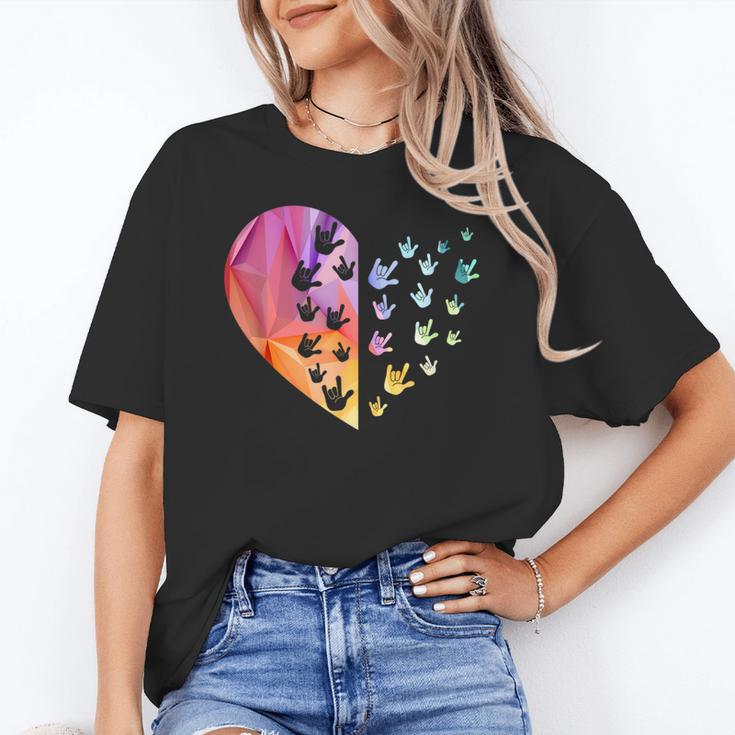 Sign Language Heart ASL For Deaf Teacher Women's T-Shirt
