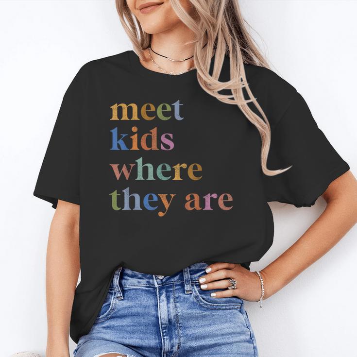 SPED Teacher SLP Meet Kids Where They Are Special Education Women's T-Shirt