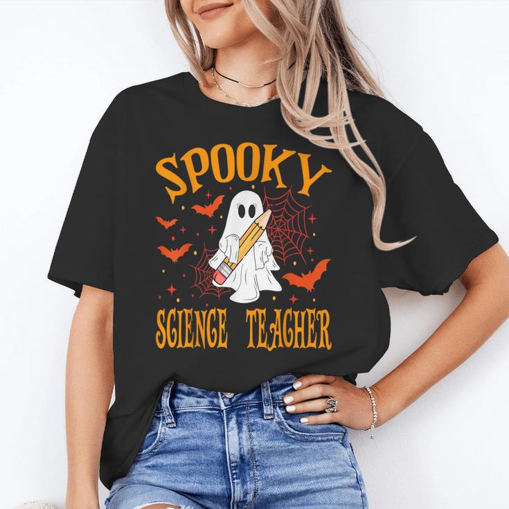 Spooky Science Teacher Ghost Halloween School Women Women's T-Shirt