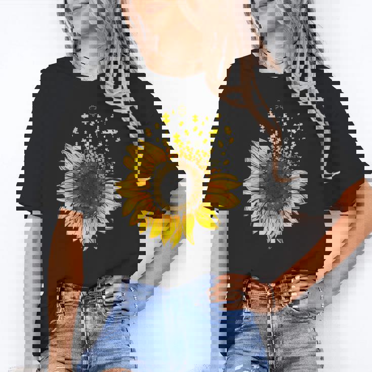 Sunflower Puzzle Pieces Autism Awareness For Mom Teacher For Women Women&#x27;s T-Shirt