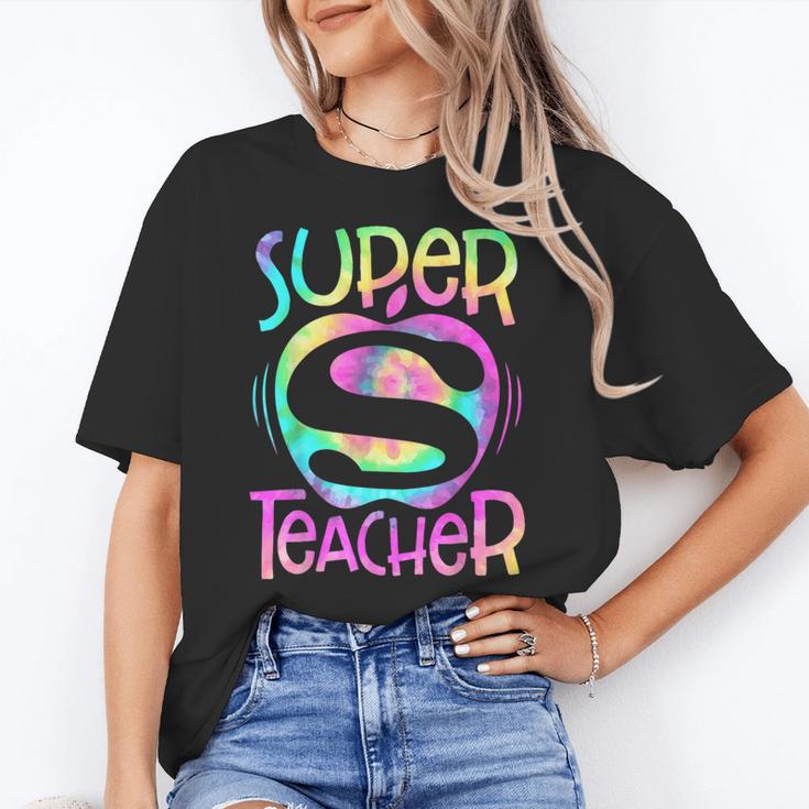 Super Teacher Back To School Apple Tie Dye First Day Women's T-Shirt