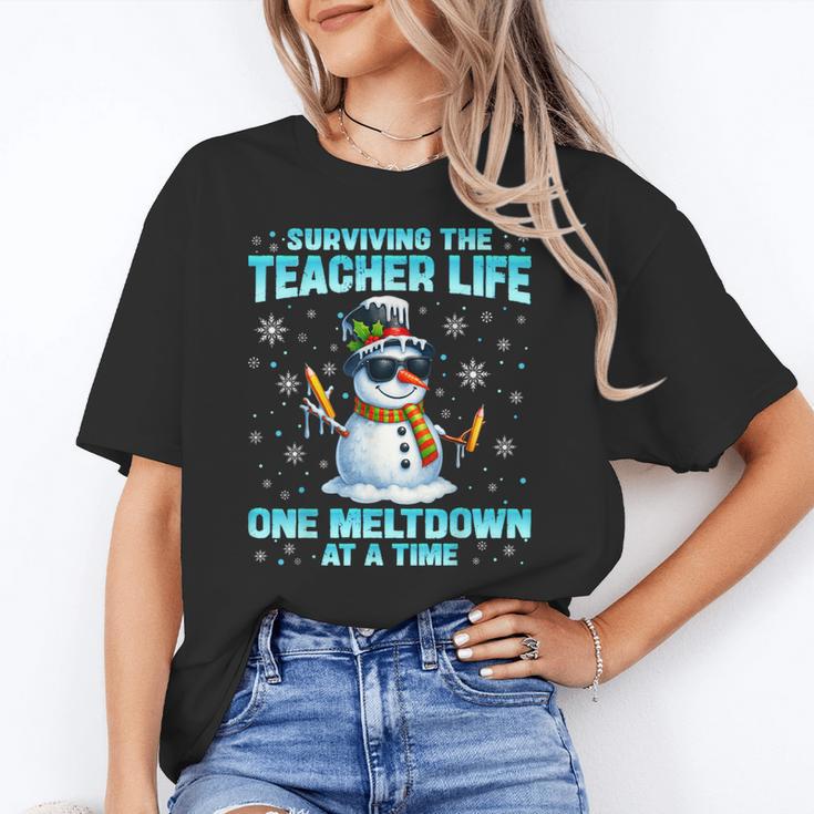 Surviving The Teacher Life Pjs Pajamas Christmas Xmas Teache Women's T-Shirt, trending gift