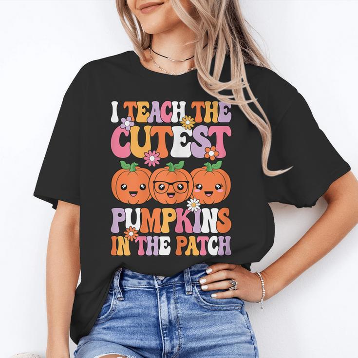 I Teach The Cutest Pumpkins Halloween Fall Teacher Women Women's T-Shirt