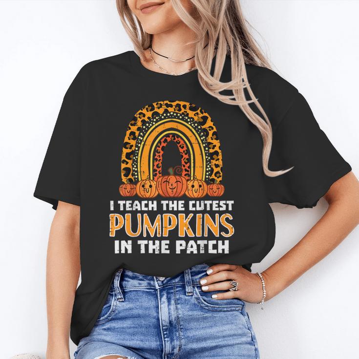 Teach Leopard Rainbow Cute Halloween Costume Teacher Women Women's T-Shirt