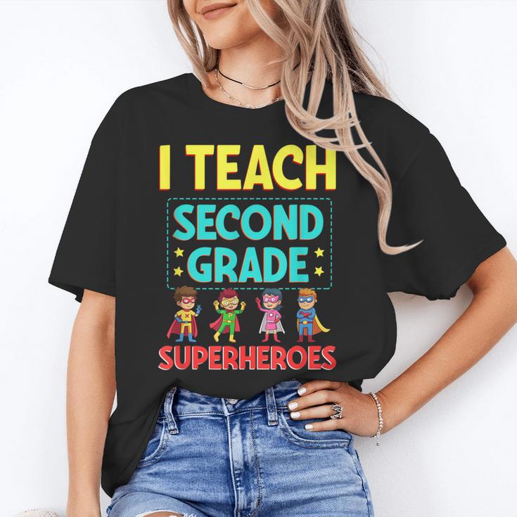 I Teach Second Grade Superheroes Teacher Superhero Women's T-Shirt