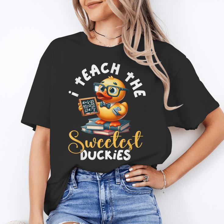 I Teach The Sweetest Duckies Teacher Rubber Duck Teaching Women's T-Shirt
