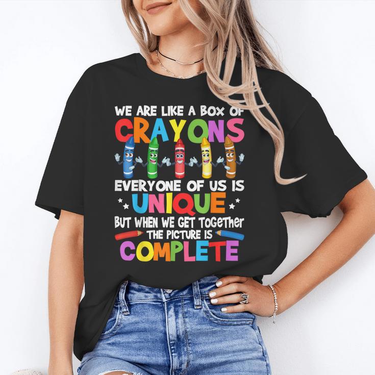 Teacher We Are Like a Box Of Crayons For Men Women Kids Women's T-Shirt