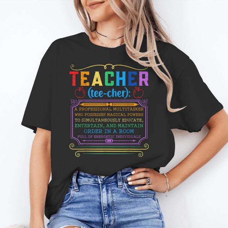 Teacher Definition Teaching School Teacher Women's T-Shirt