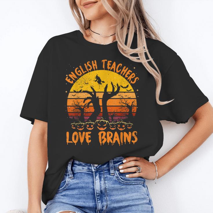Teacher Halloween All English Teachers Love Brains Women's T-Shirt, English Teacher Gifts, trending gift Teacher Halloween All English Teachers Love Brains Women's T-Shirt, English Teacher Gifts, trending gift