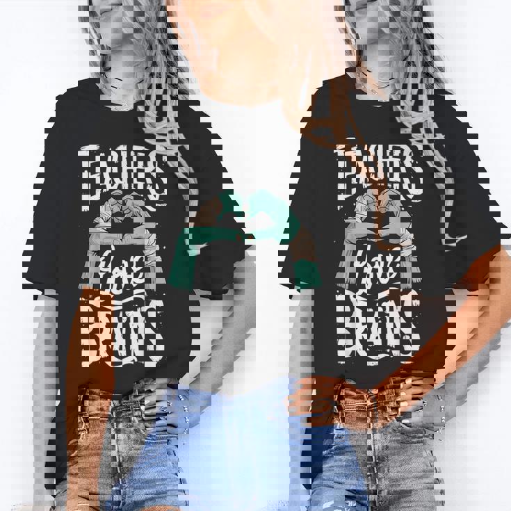 Teacher Halloween Shirt Women Men Teachers Love Brains Women&#x27;s T-Shirt