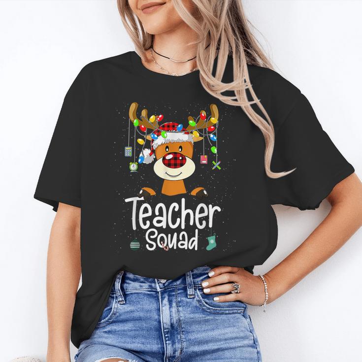 Teacher Squad Red Plaid Rudolph Reindeer Christmas Women's T-Shirt