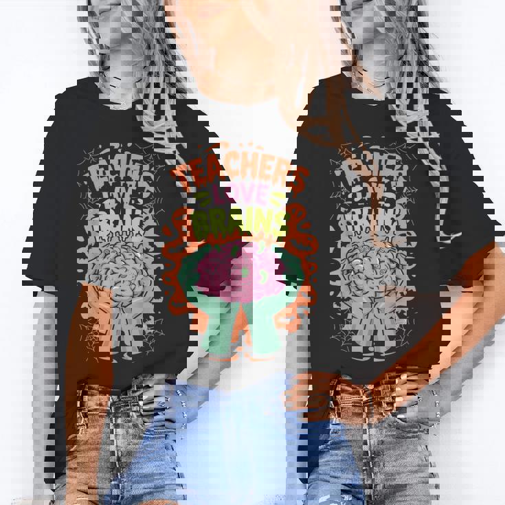 Teacher Teachers Love Brains Halloween Men Women Women&#x27;s T-Shirt