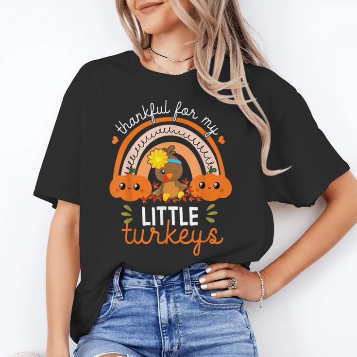 Teacher Thanksgiving Shirt Thankful For My Little Turkeys Women's T-Shirt
