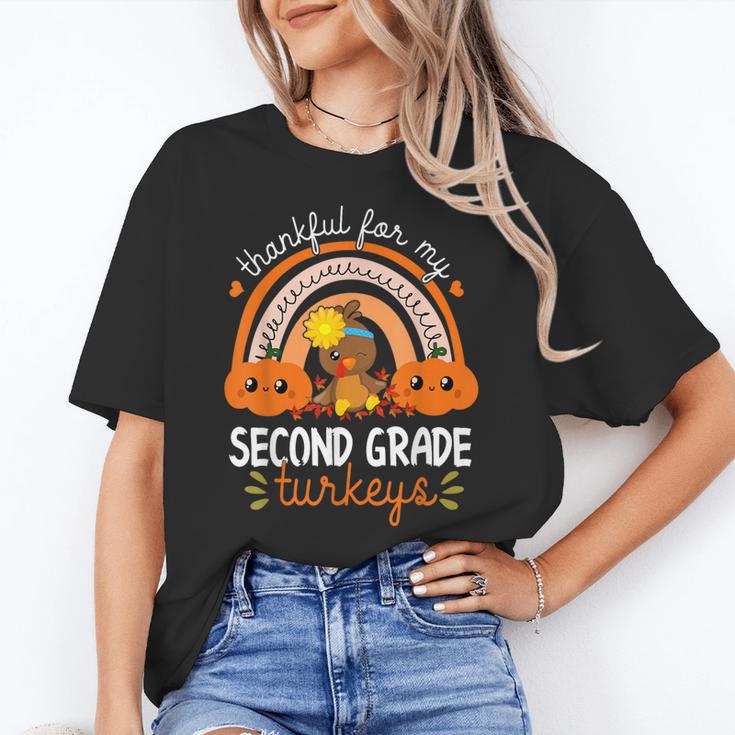 Teacher Thanksgiving Thankful For My Second Grade Turkeys Women's T-Shirt