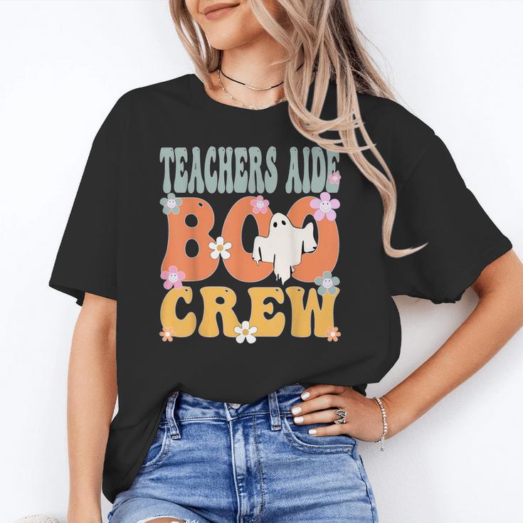 Teachers Aide Boo Crew Ghost Groovy Halloween For Women Women's T-Shirt