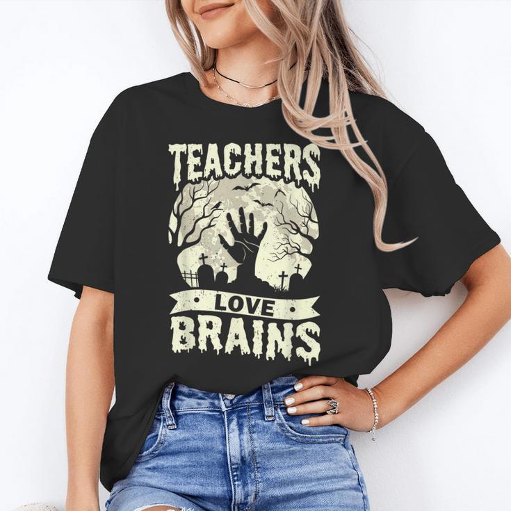 Teachers Love Brains Halloween Costume Boo Trick Teach Women's T-Shirt