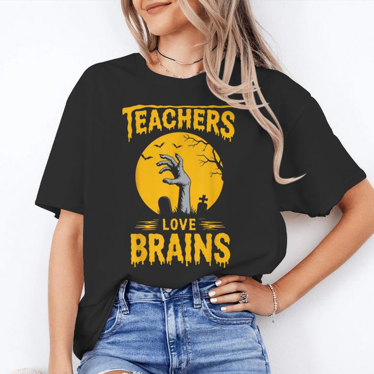 Teachers Love Brains Shirt Men Women Halloween Teacher Women's T-Shirt