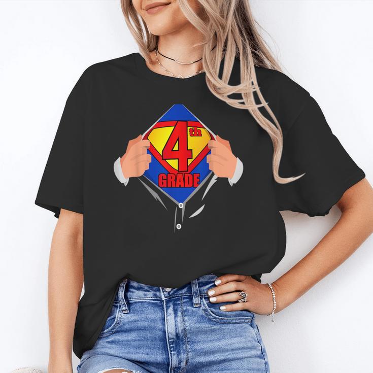 Teachers Are Superheroes 4th Grade Super Teacher Staff Men Women Women's T-Shirt