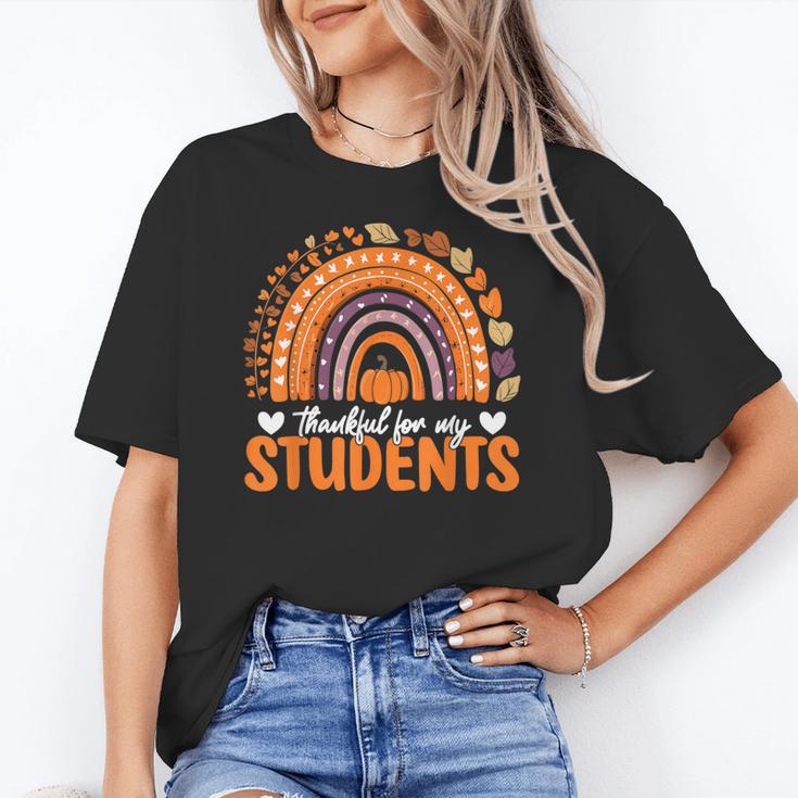 Thankful For My Students Teacher Thanksgiving School Fall Women's T-Shirt