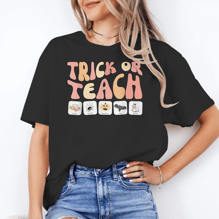 Trick Or Teach With Symbols Special Education Teacher Spooky Women's T-Shirt