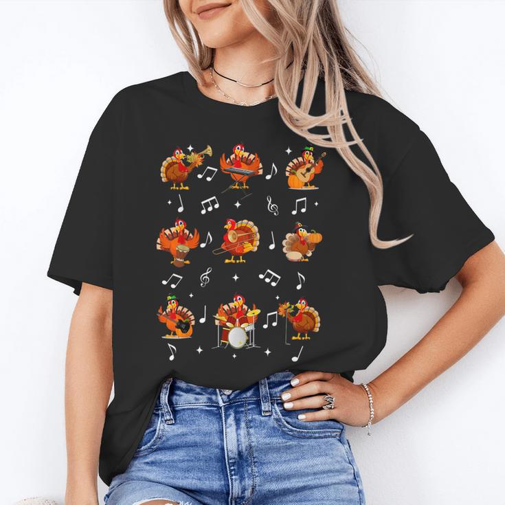 Turkey Squad Music Note Music Teacher Thanksgiving Women's T-Shirt