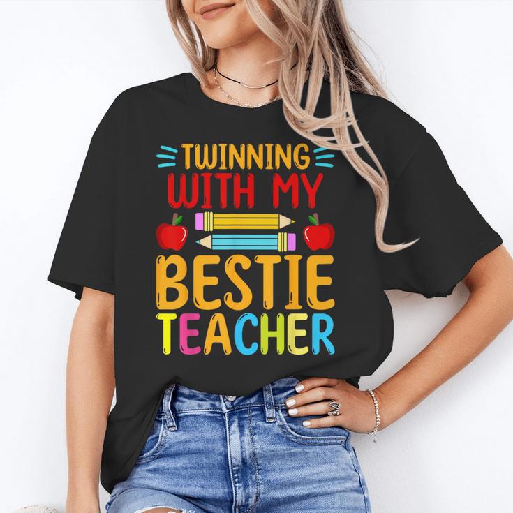 Twinning With My Bestie Teacher Boy Spirit Week Twin Day Women's T-Shirt