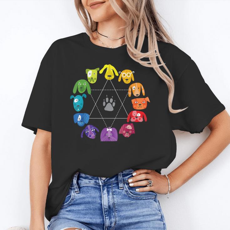 Unique For Artists By ADS Color Wheel Educational Art Teacher Dog Themed Artist Small Women's T-Shirt