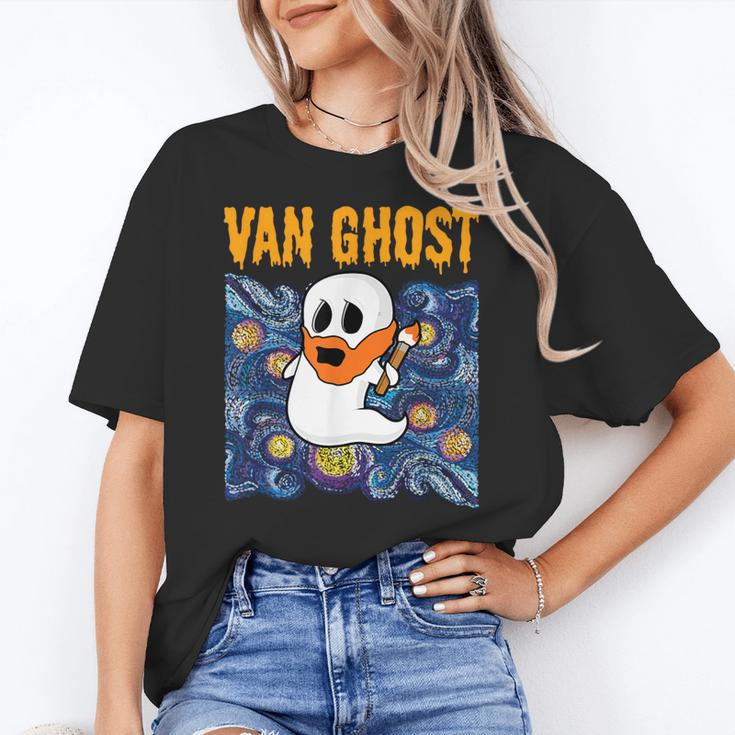 Van Ghost Art Teacher Halloween Van Gogh Starry Night Women's T-Shirt